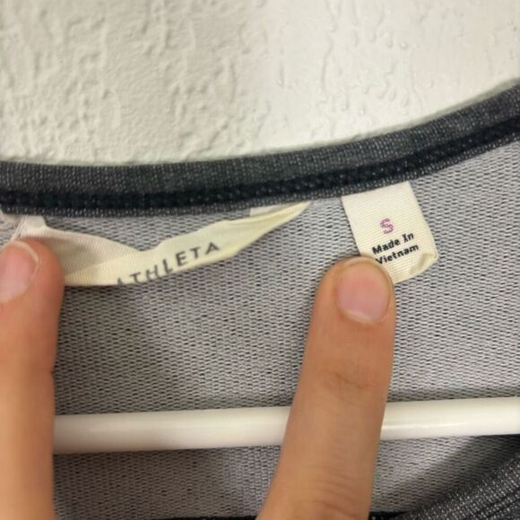 Athleta Light & Dark Grey Colorblock Long Sleeve Terry Cloth Sweater Dress Size - Picture 7 of 7